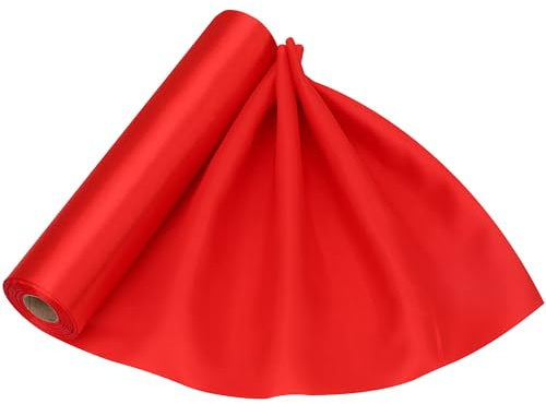 Personalize Pro Rotolo di tessuto di raso rosso, 29 cm x 20 m, lussuoso e morbido, setoso e lucido, per coprisedie fai da te, fiocchi, runner da tavola, festoni, feste di nozze, progetti artigianali