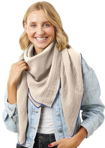 Salt & Sand Musselin Tuch Damen PREMIUM QUALITÄT/Schals & Tücher für Damen/Halstuch Damen/Musselin Schal Damen/Musselintuch Damen/Halstuch - ÖKO-TEX 100 - besonders hautfreundlich