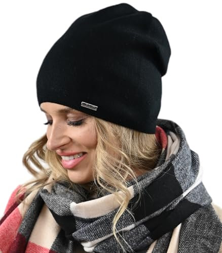 Alur Mütze Damen Beanie Wintermütze Strickmütze - Warme Elastisch Elegant Winter Mütze EKO - Weiches Garn Stilvoll Universell Warm (Schwarz)