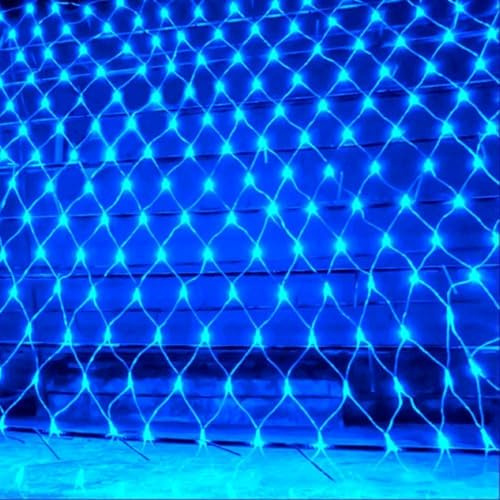 SUAVER 192LED Netz Lichterkette, Wasserdichte Lichtnetz batteriebetrieben Lichtervorhang Dekoration Weihnachtslicht Terrassenvorhang Licht für Weihnachtsbaum,Rasen,Büsche (Blau, 3x2M)
