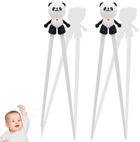 2 Paar Essstäbchen für Kinder, Personalisiert Panda als Halterung, Wiederverwendbar Sushi Stäbchen, Kinder Training Stäbchen, Lernen Essstäbchen Helfer für Anfänger,Kleinkinder,Kinder