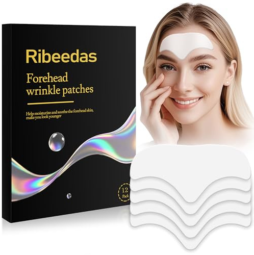 Ribeedas 12 Pack White cerotti antirughe fronte,Collagene patch fronte antirughe,notte cerotti antirughe，Ridurre le rughe della fronte, idratare la cura del viso