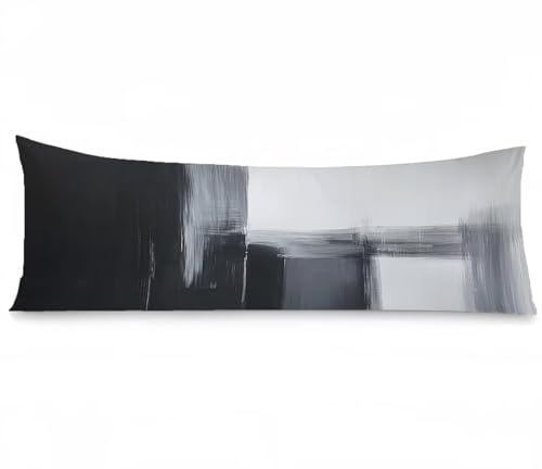 Seitenschläferkissen Bezug 40 x 120, Grau Kissenbezug 40x120 kissen seitenschläfer Graffiti Muster Samt Kissenbezüge, Doppelseitig Drucken mit Reißverschluss für Sofa Wohnzimmer Schlafzimmer, Model484
