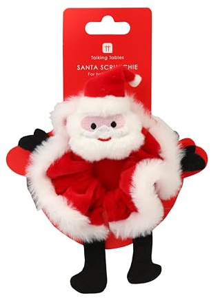 Talking Tables Chouchou Père Noël, robe de fête de Noël, accessoires pour cheveux pour femme, bande élastique épaisse, attache à cheveux, support de queue de cheval, cadeau, décorations, cadeaux, Père