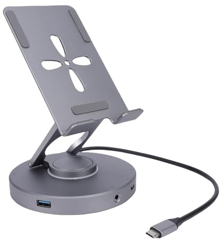 Vikye Soporte de Estación de Acoplamiento para Computadora Portátil USB C, Concentrador USB C 10 en 1 PD 100W/USB 3.0/Lector de Tarjetas TF/SD con HDMI 4K, Plug and Play Giratorio de