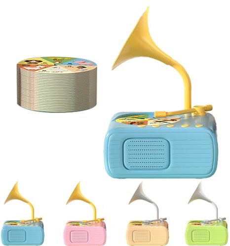 Kids Phonograph with 104 Cards, 2025 New Early Education Phonograph Story Machine, Toddler Gramophone Toy, Screen Free Portable Audio Player for Kids 3-12 Musical Sensory Toy for Boy Girl (Blue)