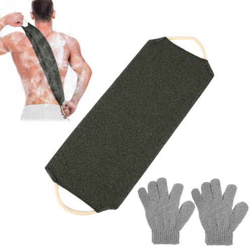 Juguta Peeling-Rückenschrubber Badehandschuhe-Set, Körperpeeling Duschhandschuhe, Rückenschrubber Rückreiniger Waschhandschuhe zum Entfernen abgestorbener Haut