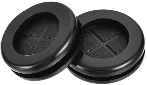 ROWORKX 4Pcs Round Rubber Grommets, 25mm Double-Sided Rubber Hole Plugs, Black Synthetic Rubber Wire Gaskets for Cable and Plug Protection