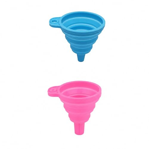 Embudo de silicona plegable – Juego de 2 embudos plegables – Embudo de silicona para cocina, embudo plegable – Mini embudo portátil plegable para aceite y líquidos de transferencia de líquidos