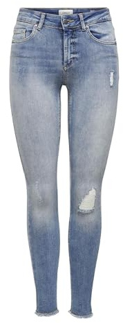 ONLY Onlblush Mid SK ANK Raw Jeans Rea333 Vaqueros, Light Blue Denim, S / 32 para Mujer