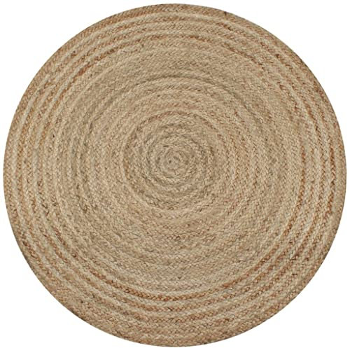 vidaXL Teppich Handgefertigt Jute Geflochten 120cm Rund Wohnzimmerteppich