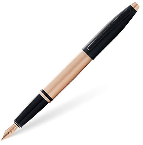 Cross Calais Brushed Rose Gold Plate and Black Lacquer Fountain Pen