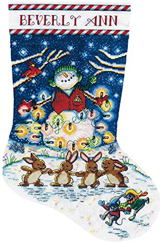 Design Works Crafts Kreuzstich Stickpackung Weihnachtsstrumpf Erleuchte die Nacht, Zählmuster