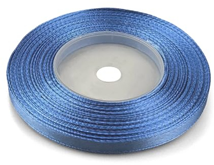 Netuno 1x Satinband Blau 6 mm x 32 m blaues Geschenkband Schleifenband farbig Dekoband Stoffband Satinrolle Satinbänder blaue Schleife Geschenk Verpacken Dekoration Satinband Rolle blu ribbon silk