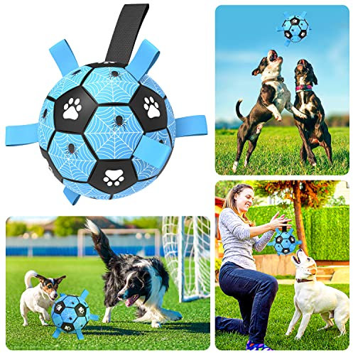 X XBEN Hundespielzeug Ball, 20cm Dauerhaft Hundespielzeug für kleine mittlere große Hunde, Interaktives Hundefußball mit Seil und Aufblasgerät, Hundeball für Outdoor,Indoor,Rasen,Schwimmen