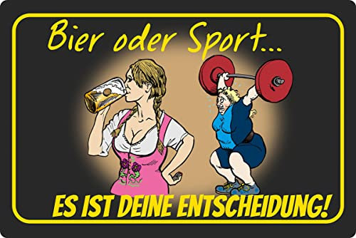 Metall Schild 20x30cm Bier oder Sport deine Entscheidung Sprüche Blechschild