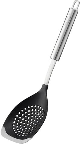 SILBERTHAL Schaumlöffel mit Edelstahlgriff und Silikon - rostfrei und hitzebeständiger Abseihlöffel - spülmaschinenfester Sieblöffel