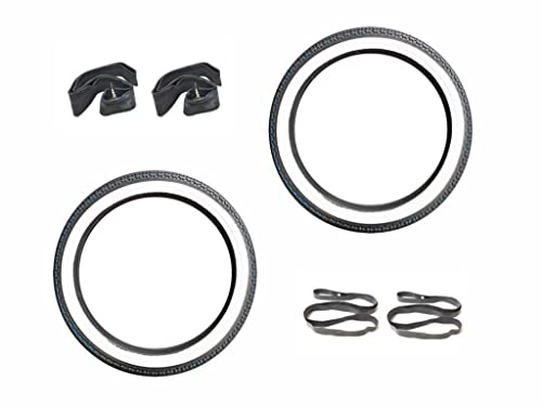 Streetparts24 Weißwandreifen Reifen Schlauch Felgenband Set 2 1/4 x 17 (2.25-17) passend für Hercules Prima M, Puch Maxi S N, Kreidler Flory MF MP, Zündapp ZR ZA ZL ZS ZD Mofa Moped Mokick