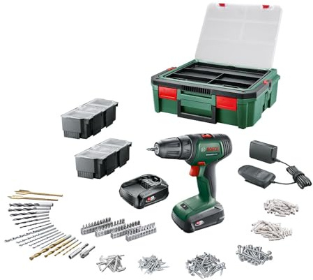 Perceuse-visseuse Bosch - UniversalDrill 18 (Livrée avec 2 batteries 1,5 Ah, SystemeBox, 241 accessoires) - PowerForAll