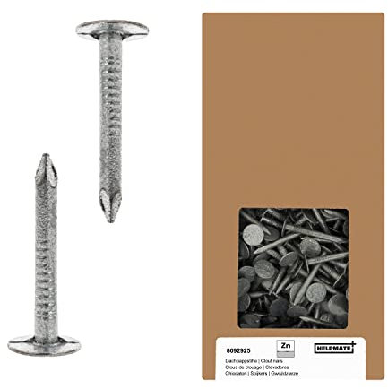 HELPMATE - Clous, vis et fixations pour carton bitumé 2,8 × 30 mm galvanisés mécaniquement - 1 kg petit clou pour carton bitumé type B - Clous pour carton bitumé DIN 1160 B — petit clous fin