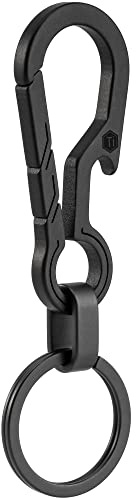 KeyUnity KM01 Clip porte-clés en titane EDC avec décapsuleur, porte-clés mousqueton à dégagement rapide pour homme (PVD noir)