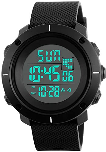 kieyeeno Orologio Digitale da Polso da Uomo, 50M Impermeabili Digitale Orologi Sportivi,con Retroilluminazione a LED Adatto a Corridori, Cronometro Sveglia e Timer Watches Nero