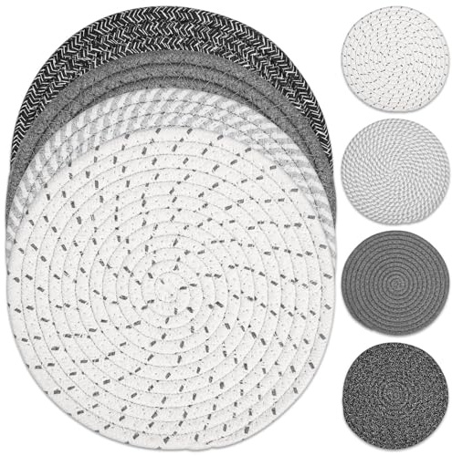 Tidponra 8 Trivets Set for Hot Dishes, 4 Heat Resistant Pot Holders Kitchen Counter, Table, Home Essentials, Anti Stain Hot Pads Plate Mats for Hot pots and Pans