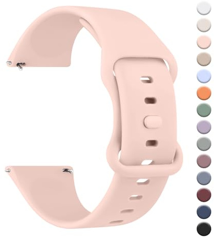 Mugust Cinturino per smartwatch da 22 mm, a sgancio rapido in silicone sportivo morbido, per 22 mm, orologio da uomo e donna, colore: rosa