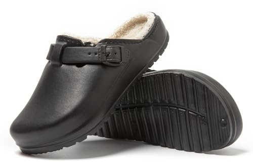 JOMIX Sabot Fourrure Femme Homme avec Boucle en Caoutchouc EVA Chaussons Fourrure Femme Homme Hiver Pantoufles Femme Imperméable Chaude Confortable