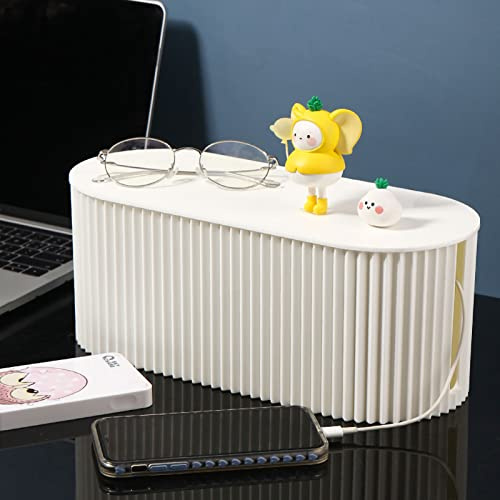 Kabel-Management-Box, Kabel-Organizer, Kabel-Aufbewahrungsbox, Netzkabel-Organizer, Draht-Organizer für PC-TV-Geräte (White Large)