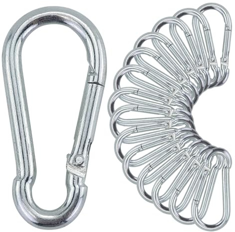 15 Stück Karabinerhaken Edelstahl, 6 x 60mm – Karabiner mit Belastbarkeit von 140 KG – Ideal für Schlüsselanhänger, Camping, Wandern, Reisen, Angeln, Rucksack (Silber)