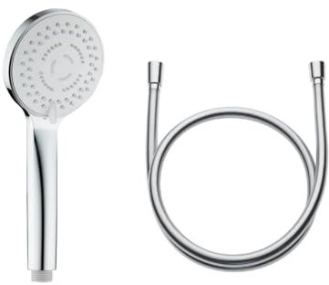 Vigour Duschkopf ⌀ 97 mm mehrstrahlig inkl. Design Brauseschlauch 160 cm verchromt mit Antikalksystem