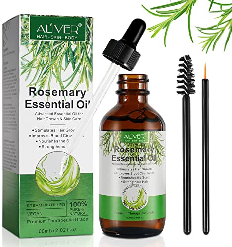 Rosemary Oil for Hair Growth 60 ml, Rosemary Essential Oil for Eyelashs, Eyebrows, Face, Skin Care, Body Massage, Aromatherapy, Hair Loss Treatment, Nourishes The Scalp, Improve Blood Circulation