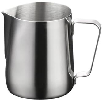 PRUTUHEA Milchkanne mit Messung 150-1000ML Kaffee Milch Aufschäumen Krug Latte Art Milchaufschäumer Krug Edelstahl Messbecher Milch Topf Kaffee Zubehör(350ML)