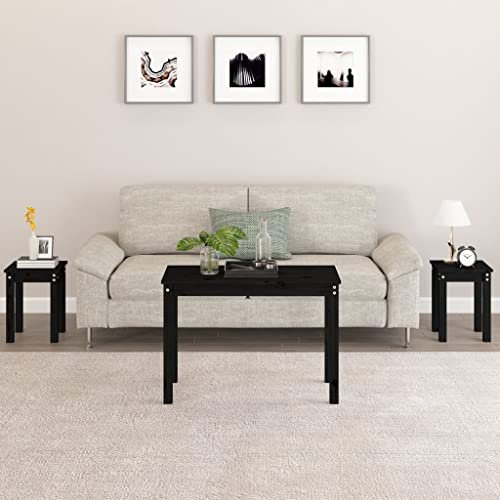 Generisch Satztische 3 STK. Schwarz Massivholz Kiefer,jiangboyue-824982