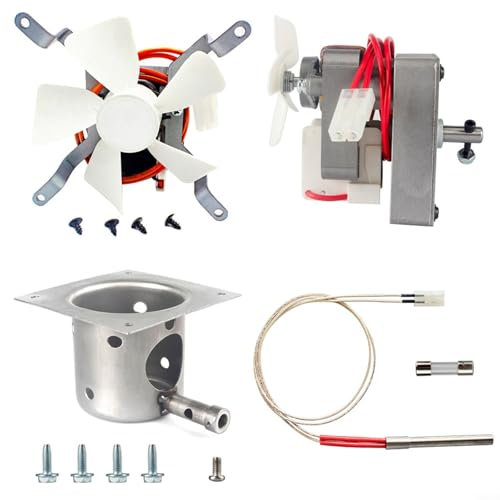 Aprilsunnyzone Vierteiliges Grill-Zubehör-Set, Ersatzteil-Set für Pellet-Grills, mit Motor, Ventilator, Feuertopf, Zünder, effizienter Betrieb, einfache Installation (230 V, 50 Hz, 2,0 U/min)