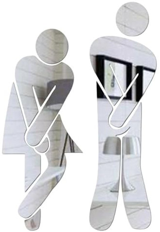 Toilettenschild Toilettenschilder for Männer und Frauen, 1 Paar, selbstklebende Symbole auf der Rückseite, Toilettentürschilder, Schild, Badezimmertür, Beschilderung, Dekor for Unternehmen(Silver)
