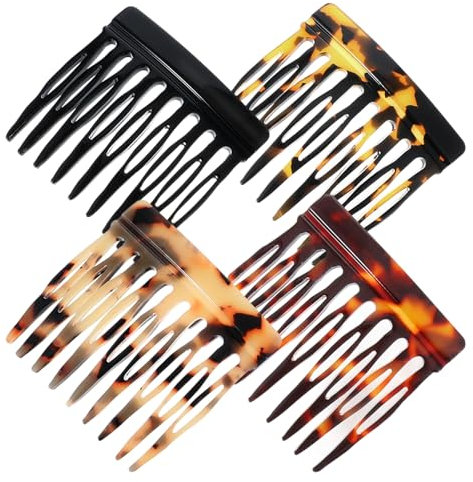 4 peignes à cheveux français pour femmes Bun Twist Plain Mini peignes latéraux pour cheveux fins fins avec accessoires