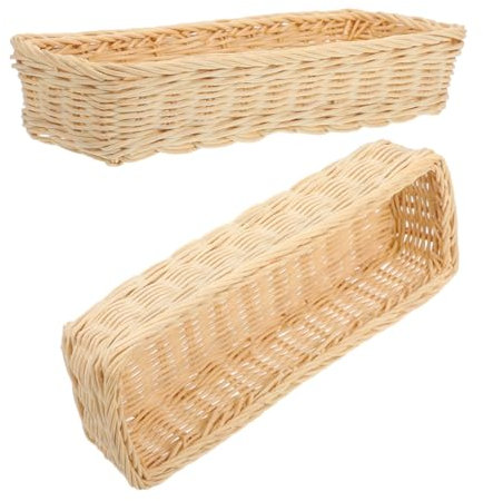 Alipis 2pcs Wicker Cutlery Holder Rattan Storage Basket Lid Chopstick Cart Multi-purpose Silverware Organizer for Kitchen