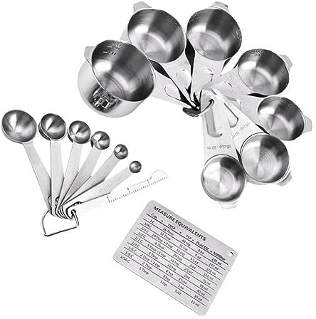 MAGICLULU 15pezzi Cucchiai Dosatori in Acciaio Resistente Misurini Da Cucina Design Ergonomico Tazze Misuratori Per Cucinare e Preparare Pasti