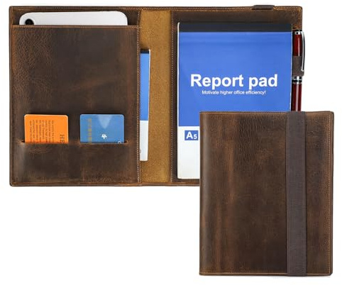 Kontakte Leder Business-Portfolio für Männer und Frauen elastisches Band Notizblock Ärmel kompatibel mit Karte, Bleistift, Pad mini, A5/B5 Dokumente (A5-fit ipad Mini 7,9 Zoll/8,3 Zoll)