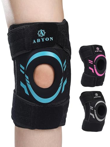 ABYON Kniebandage Damen Herren – Verstellbare Knieorthese bei Meniskusriss, Arthritis, ACL MCL – Neopren Patella Stabilisator mit Seitenschienen für Schmerzlinderung & Rehabilitation