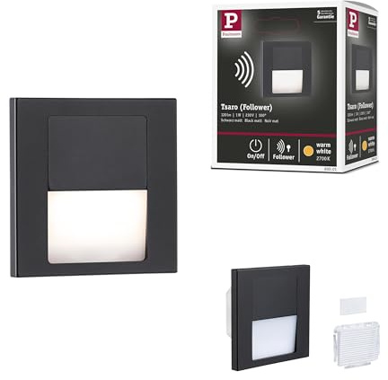 Paulmann 80001 LED Wandeinbauleuchte Tsaro eckig 80x36mm 1W 80lm 230V 2700K Schwarz