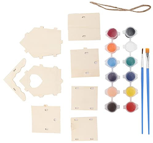 DIY -Farbbird -Vogelhaus Kit für mit 12 Farbfarbe, Zum Handwerk und Dekorieren, Tolle und Naturliebhaber aus Verbundholz aus Verbundholz (12-farbiges Pigment)