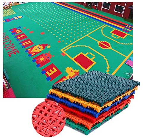 QUSYZD Dalles de Sol modulaires emboîtables pour extérieur, Tapis de Sport antidérapant en Caoutchouc imperméable pour école Maternelle, 25 x 25 cm, Orange, 1 pièce, Bleu-,Blue-1PCS