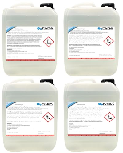 FABA Steinreiniger 4 x 5 L Konzentrat hochwertiges Reinigungsmittel, Wegreiniger für Terrasse und Pflaster, Belagentferner