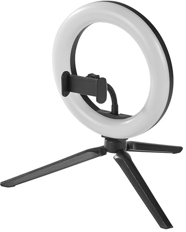 OSRAM LINEAR lámpara LED anular móvil para escritorio, PC negro, protección IP20, para reuniones online