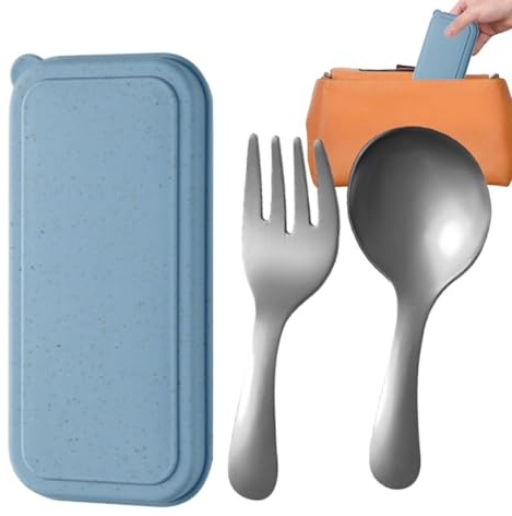 Fenayuu Ensemble Fourchette et Cuillère de Voyage - Service de Petites Fourchettes et Cuillères - Couverts en Acier Inoxydable avec Boîte de Rangement pour et Adultes Pique-nique Camping