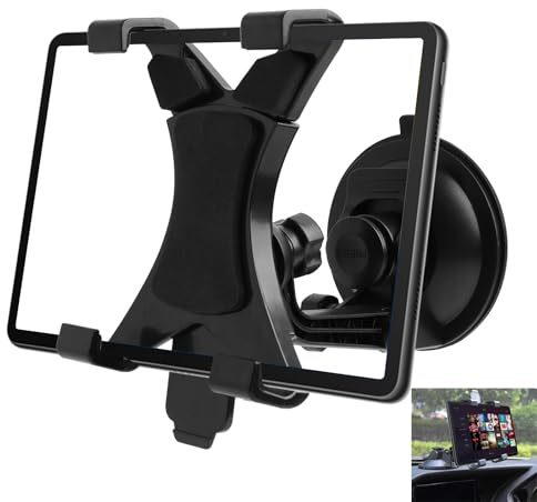 Qaum Tablet Holder with Suction Cup for Car Dashboard Windshield Sat Nav Suction Tablets Cars Stand 360° Rotate Adjustable Mount 7- 11 Universal For iPad iPhone Samsung Galaxy