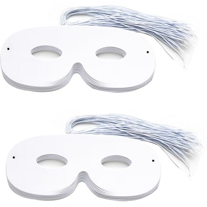 Jyinelx 40Pcs of Blank Masquerade Masks, Superhero Masks, White Masks, and DIY Graffiti Half-Face Masks, Perfect for Personalized Parties Like Halloween, Masquerade, and Birthdays.